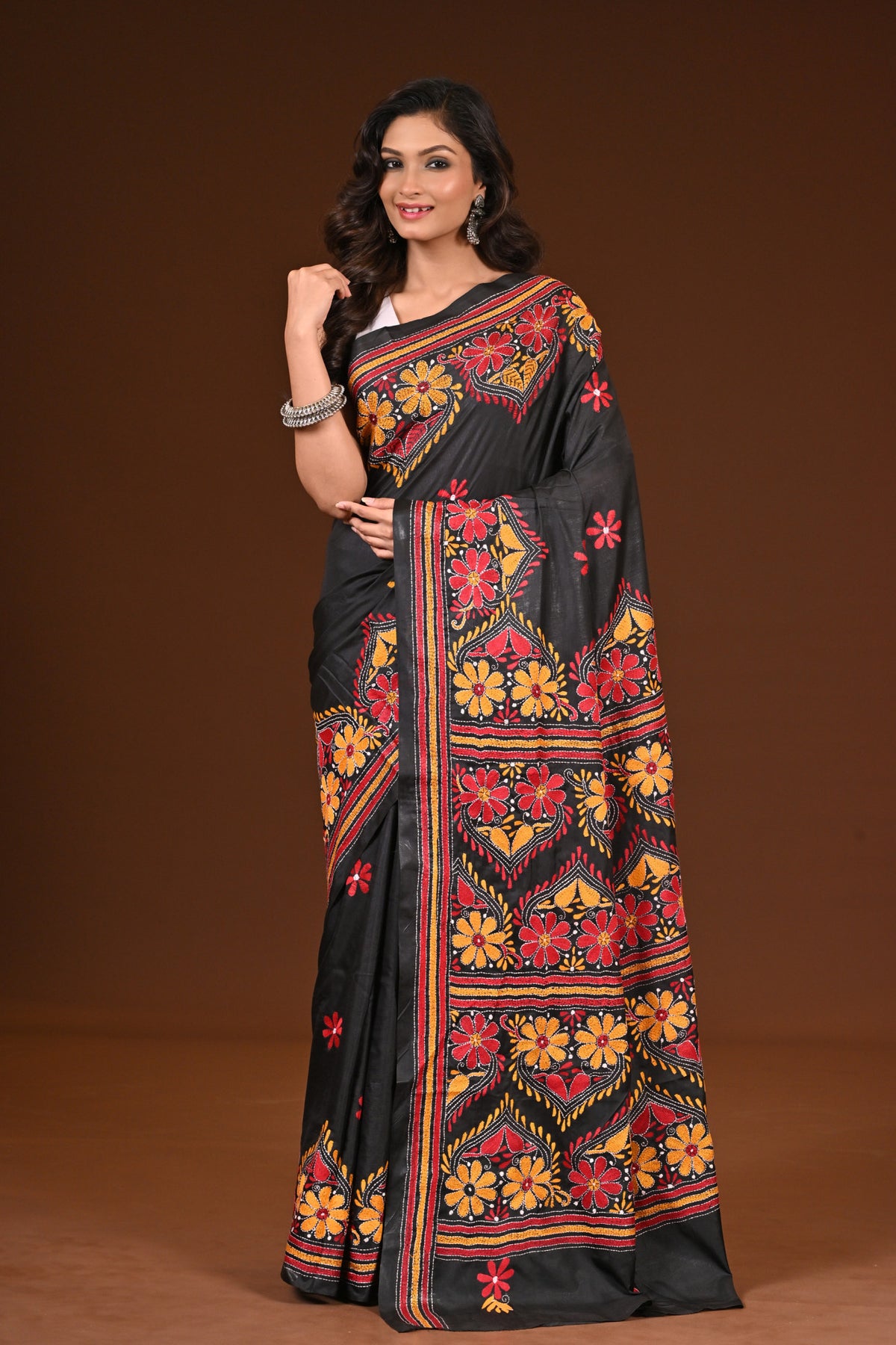 BLENDED SILK KANTHA SAREE