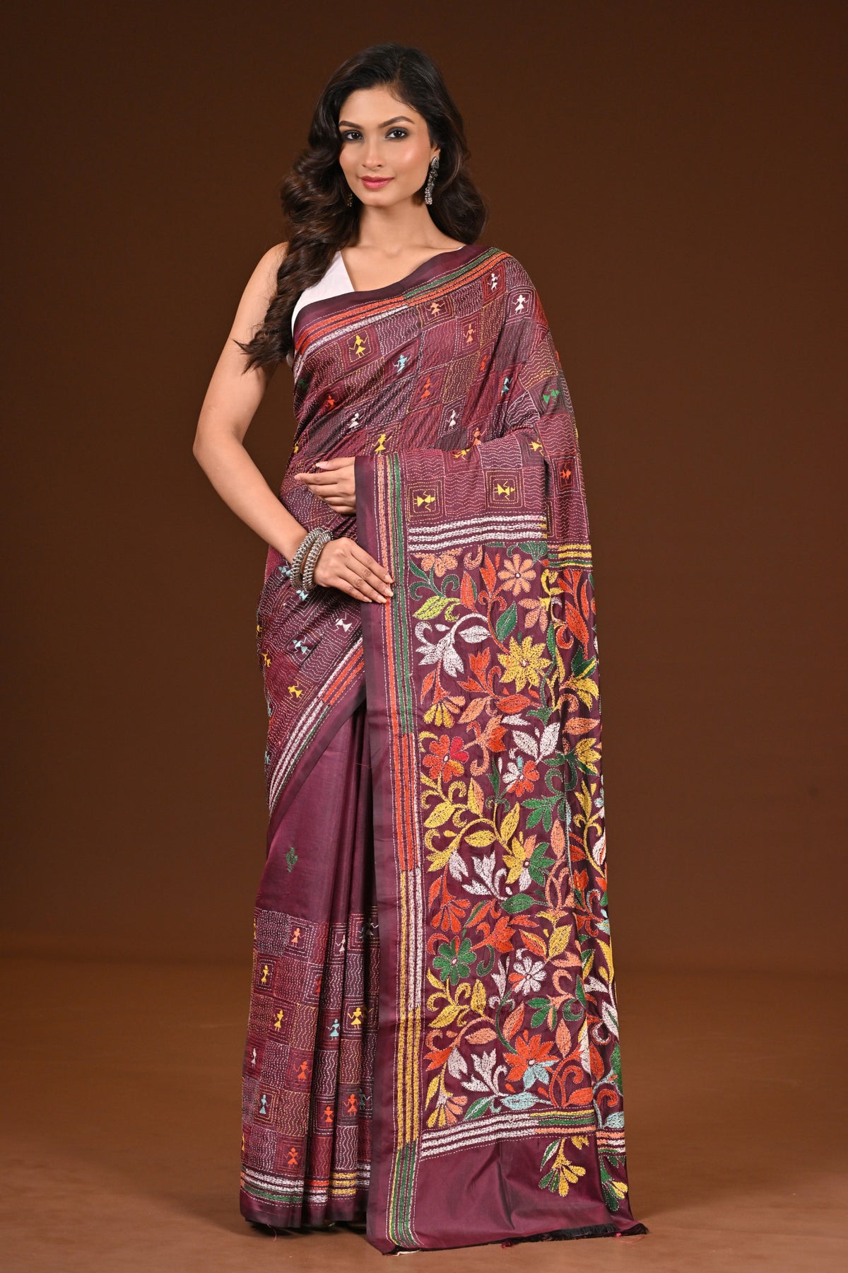 BLENDED SILK KANTHA SAREE