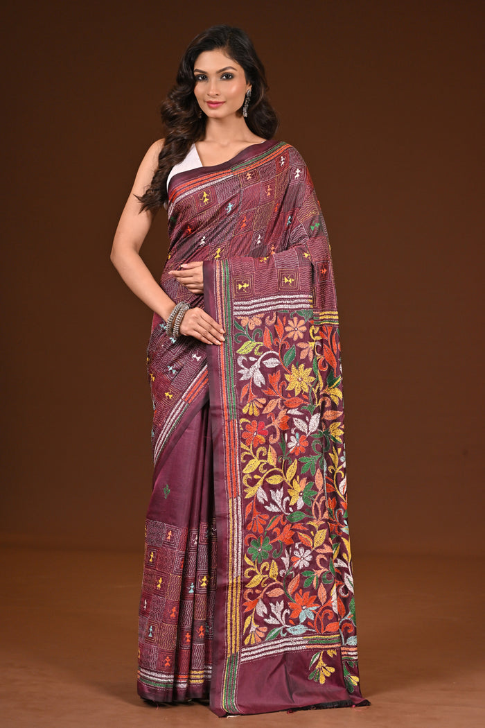 BLENDED SILK KANTHA SAREE