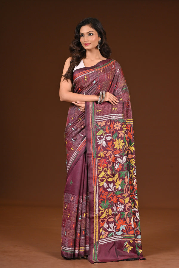 BLENDED SILK KANTHA SAREE