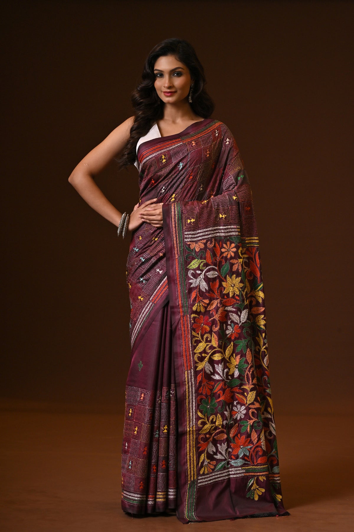 BLENDED SILK KANTHA SAREE
