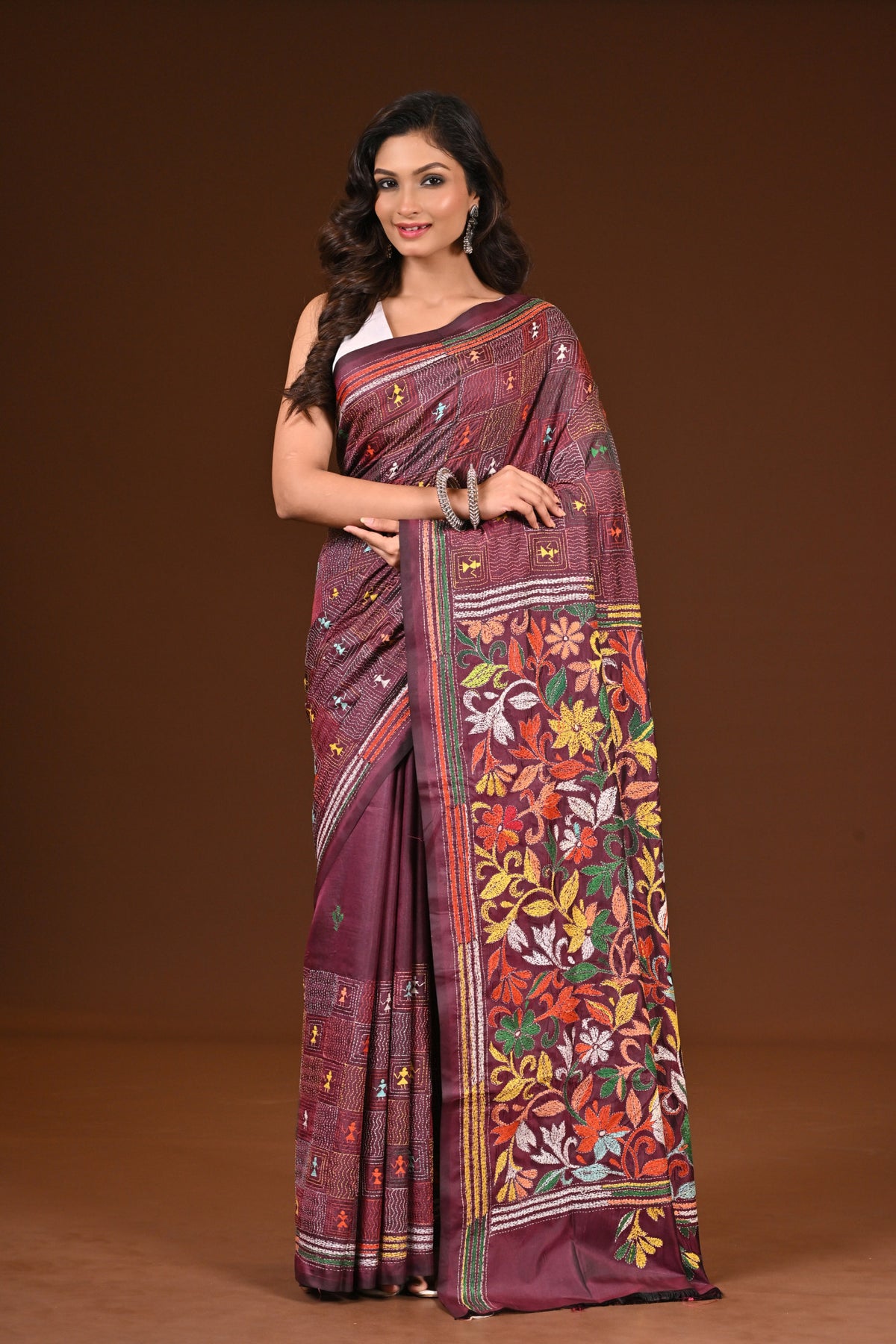 BLENDED SILK KANTHA SAREE