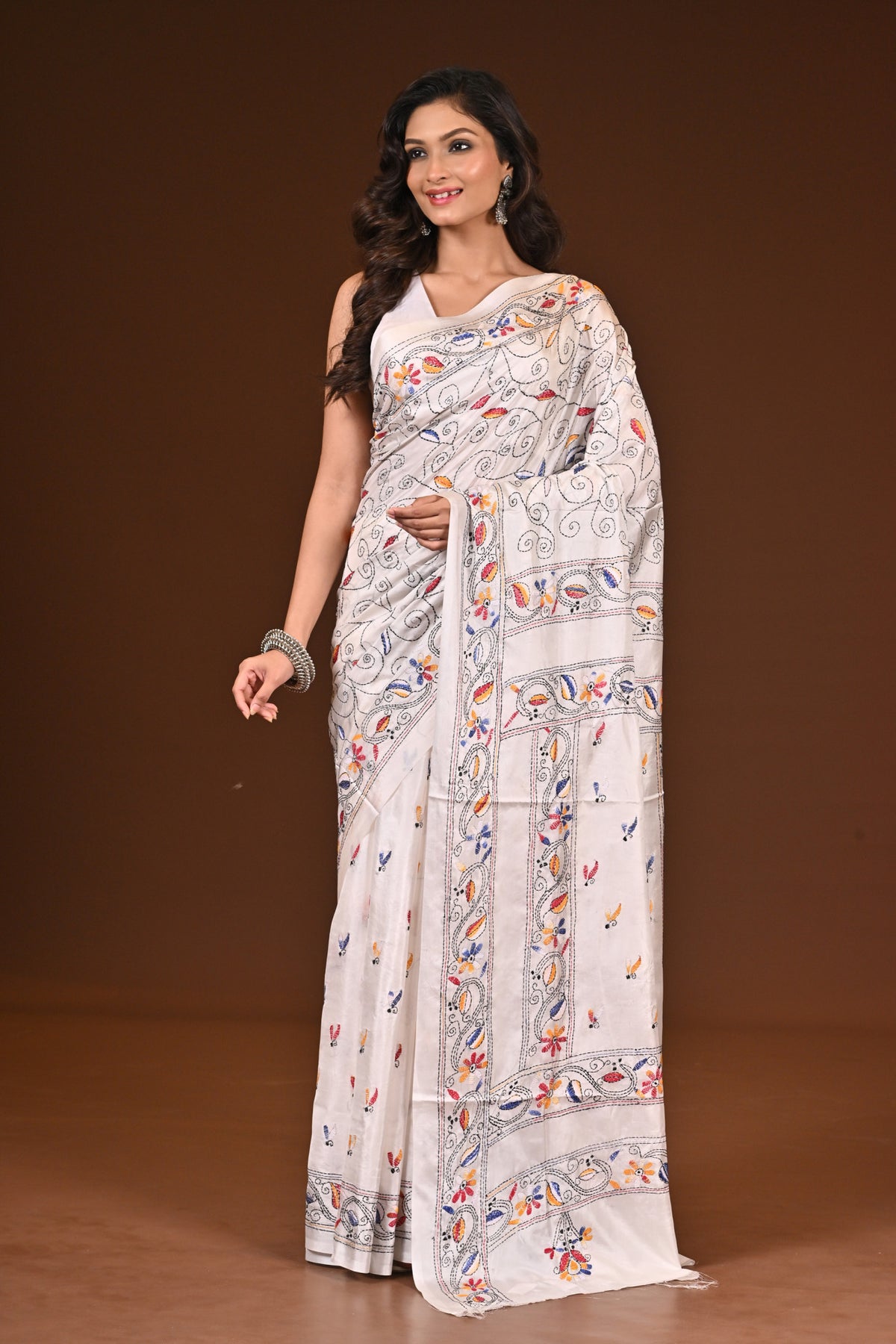 BLENDED SILK KANTHA SAREE