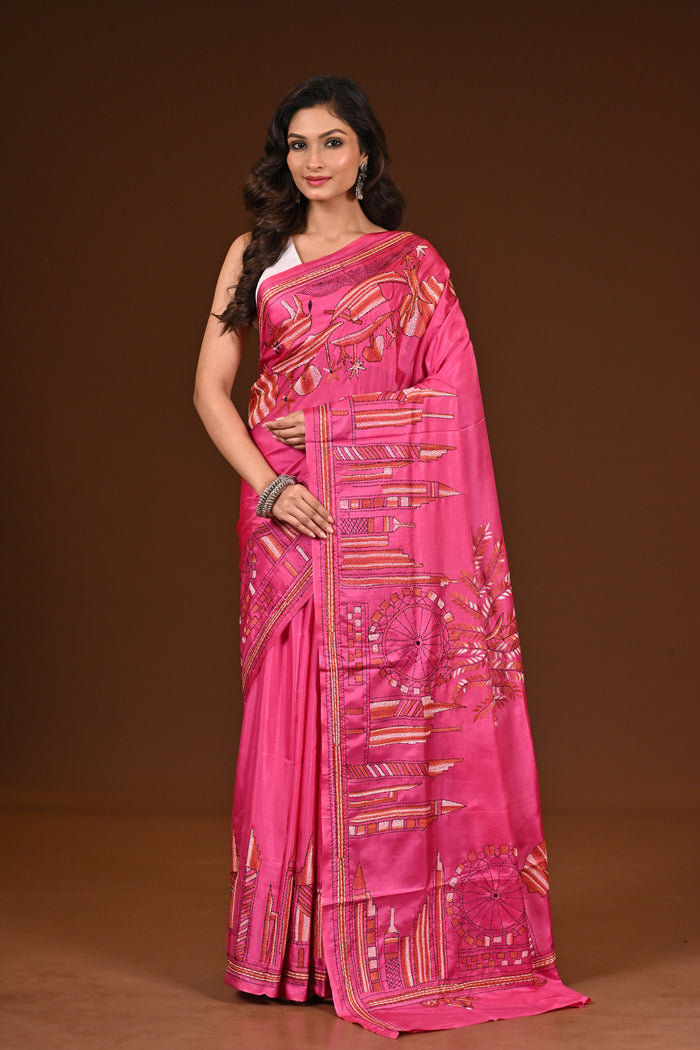 BLENDED SILK KANTHA SAREE