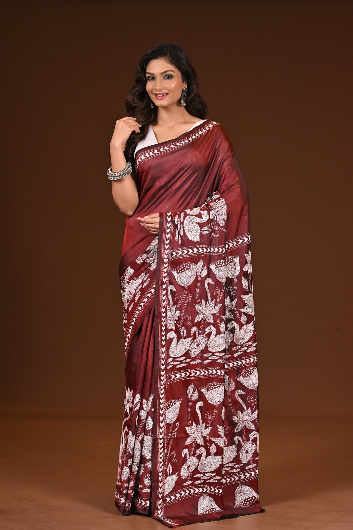 BLENDED SILK KANTHA SAREE