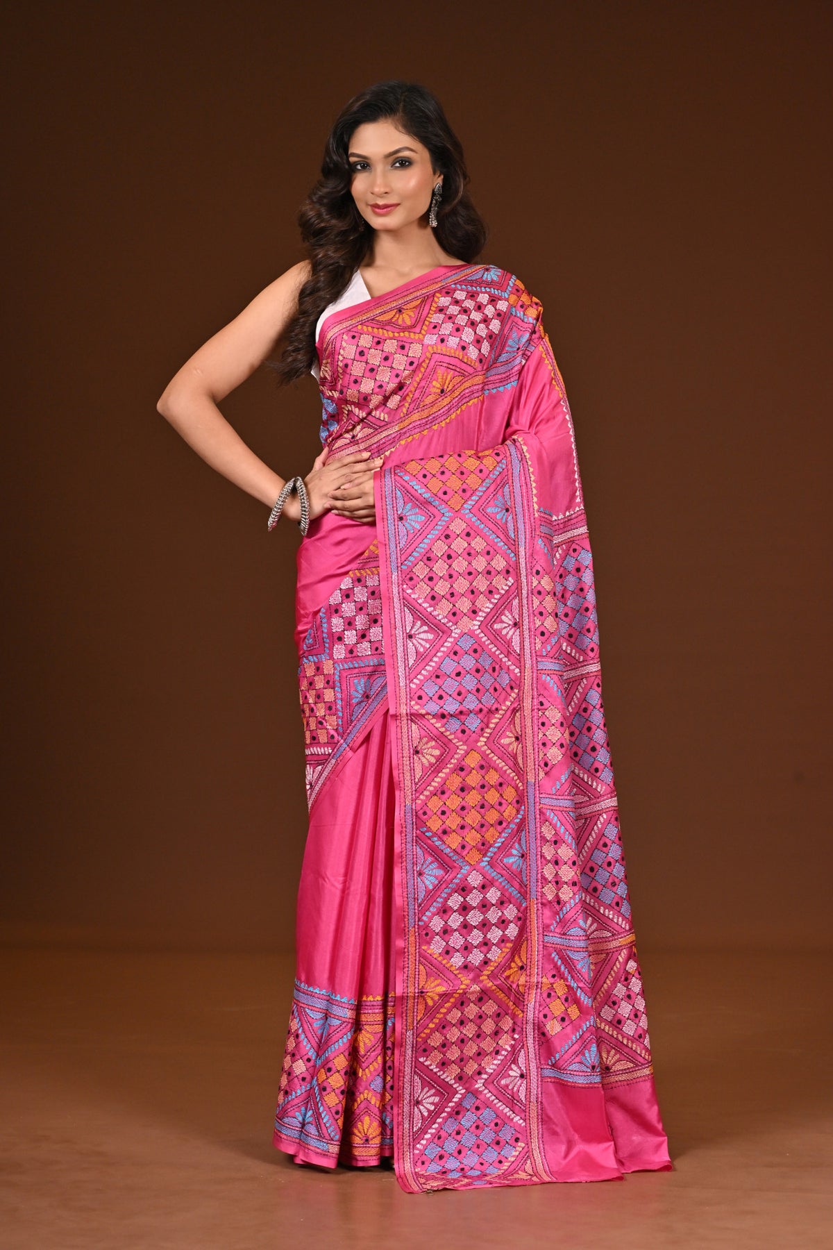 BLENDED SILK KANTHA SAREE