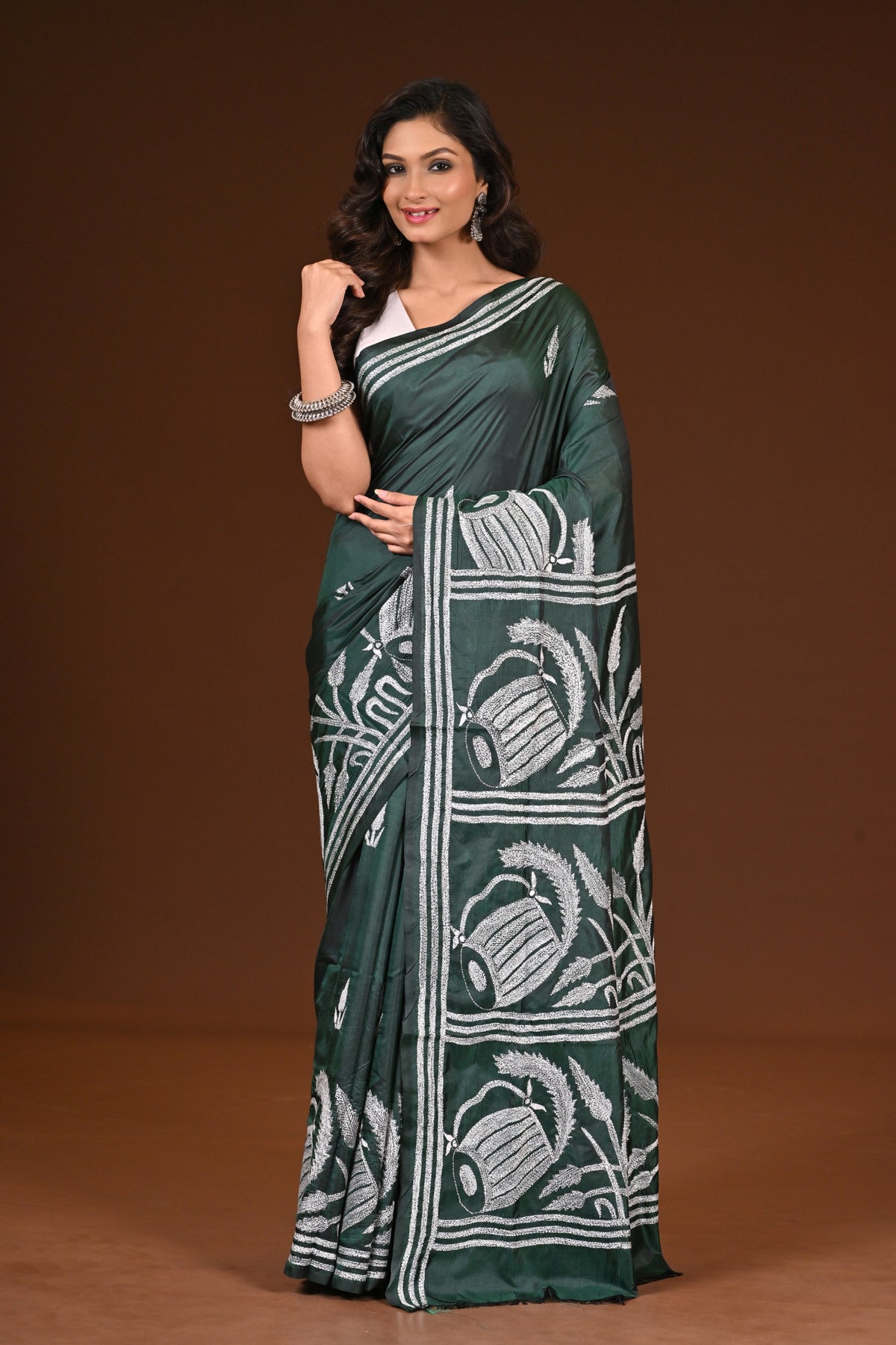BLENDED SILK KANTHA SAREE
