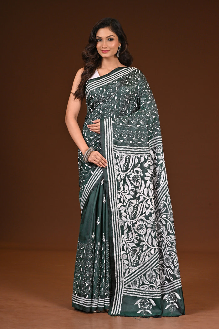 BLENDED SILK KANTHA SAREE