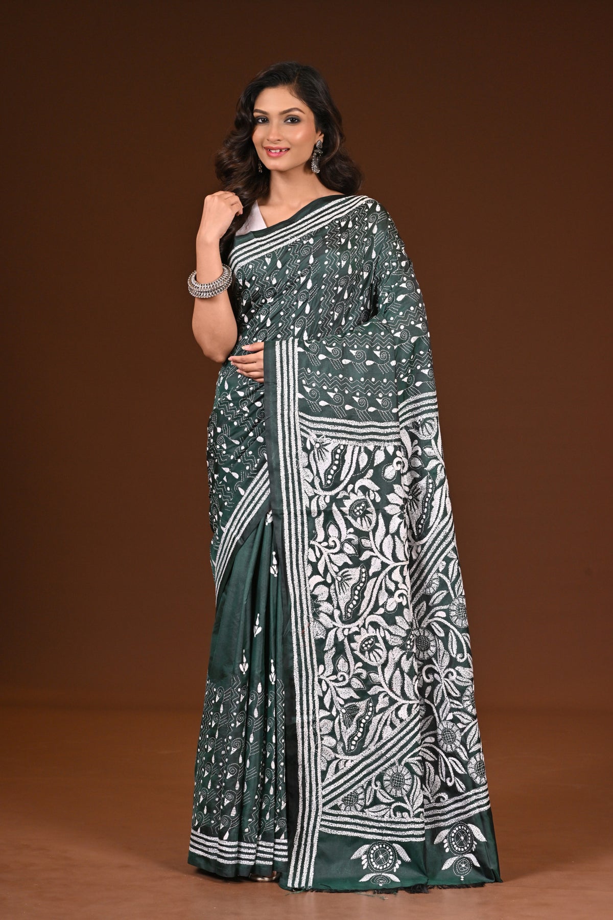 BLENDED SILK KANTHA SAREE