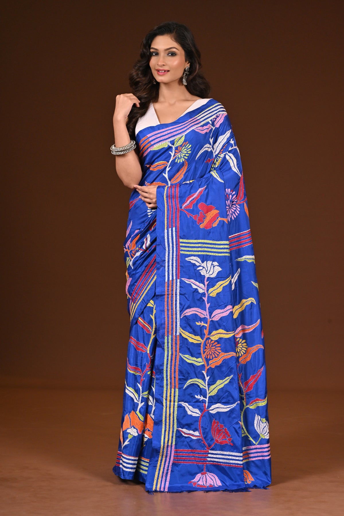 BLENDED SILK KANTHA SAREE
