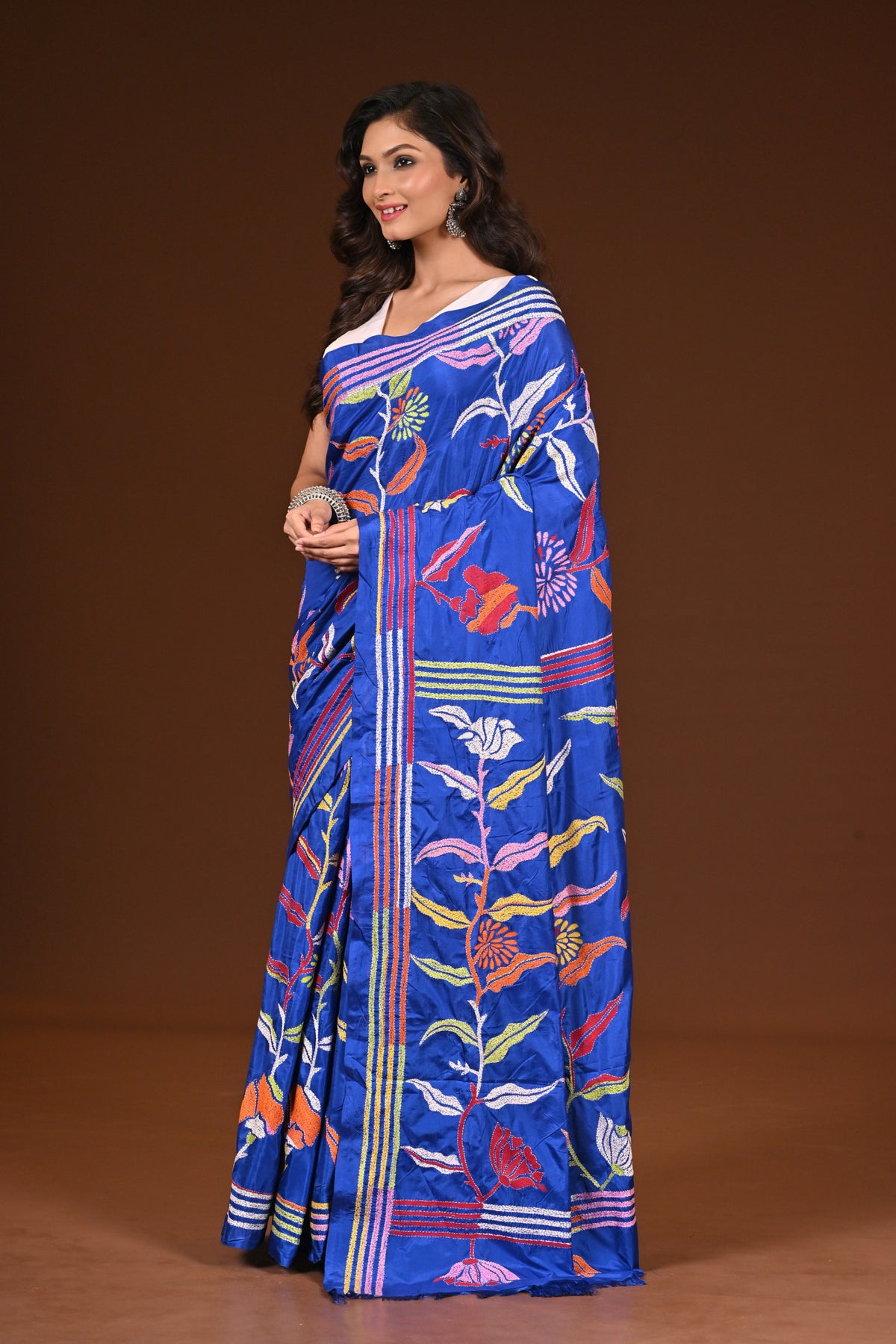 BLENDED SILK KANTHA SAREE
