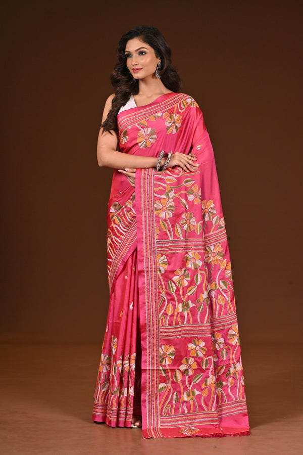 BLENDED SILK KANTHA SAREE