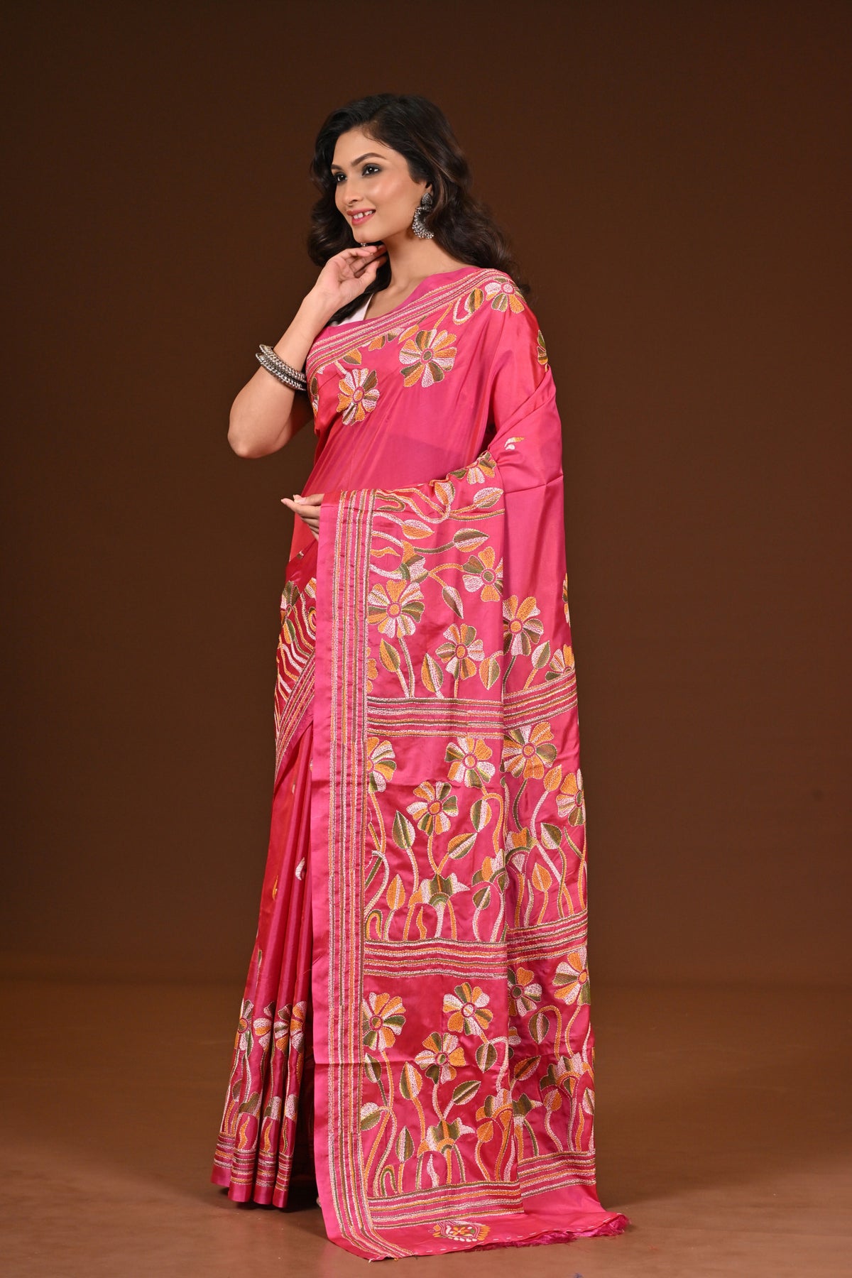 BLENDED SILK KANTHA SAREE