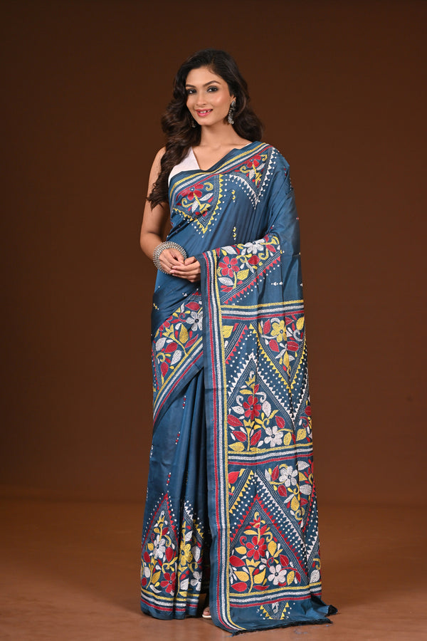 BLENDED SILK KANTHA SAREE