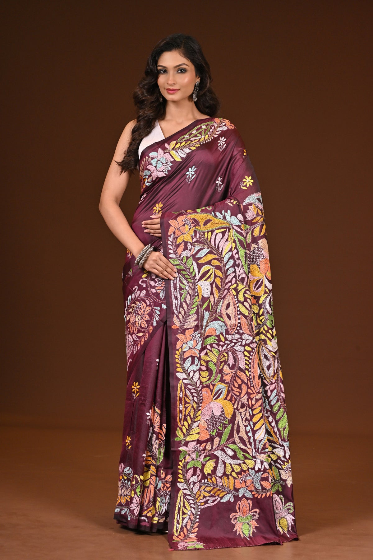 BLENDED SILK KANTHA SAREE