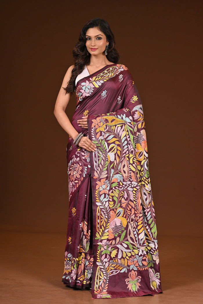 BLENDED SILK KANTHA SAREE