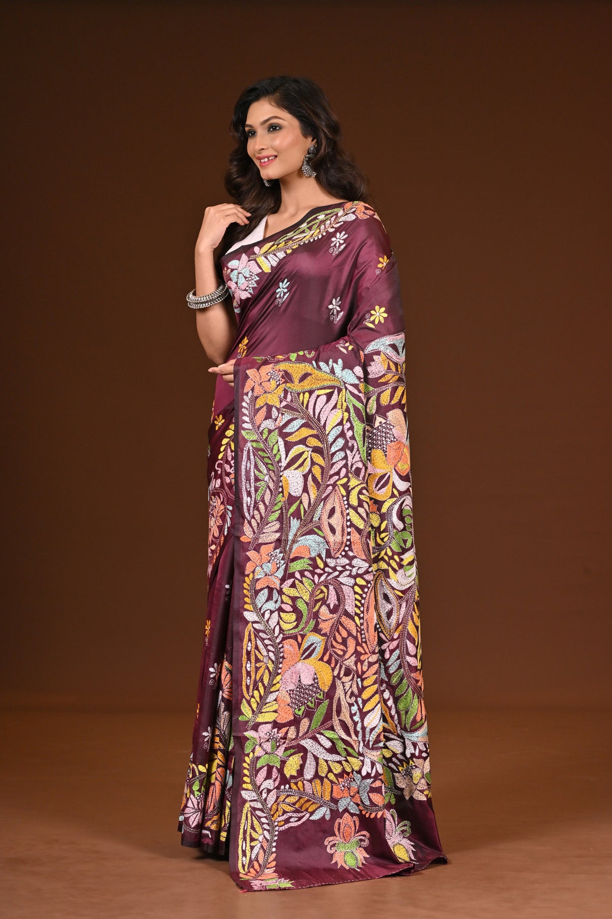 BLENDED SILK KANTHA SAREE