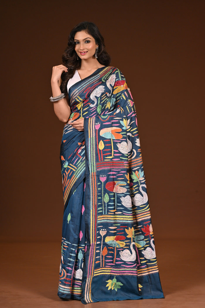 BLENDED SILK KANTHA SAREE