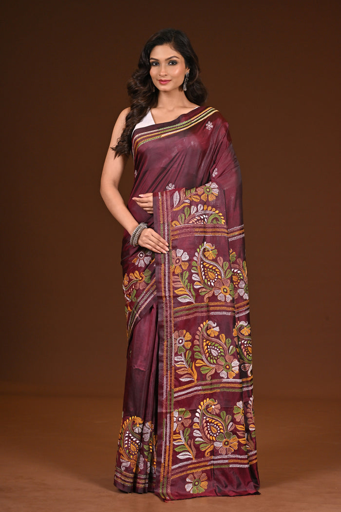 BLENDED SILK KANTHA SAREE