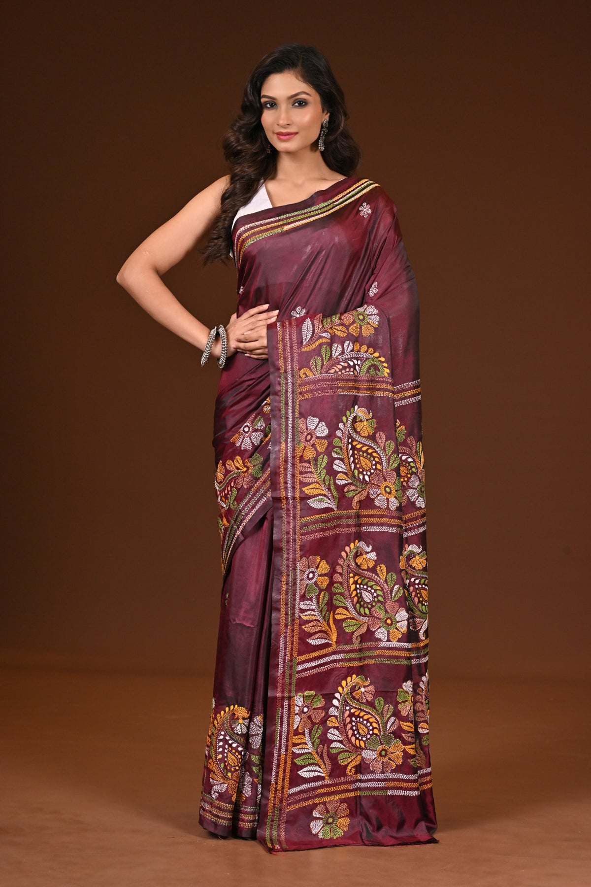 BLENDED SILK KANTHA SAREE