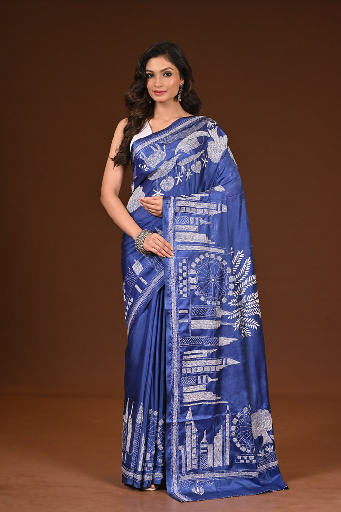 BLENDED SILK KANTHA SAREE