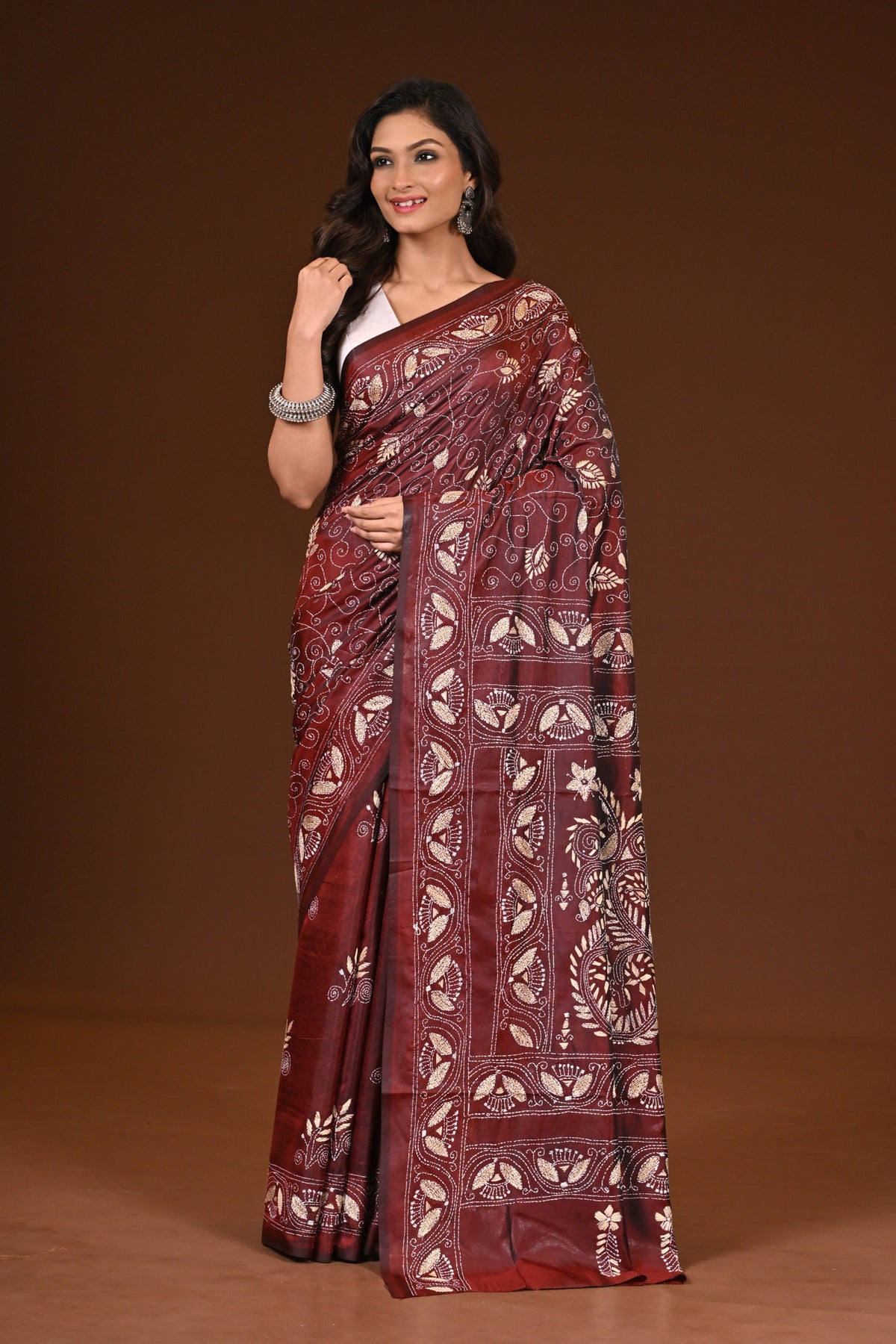 BLENDED SILK KANTHA SAREE