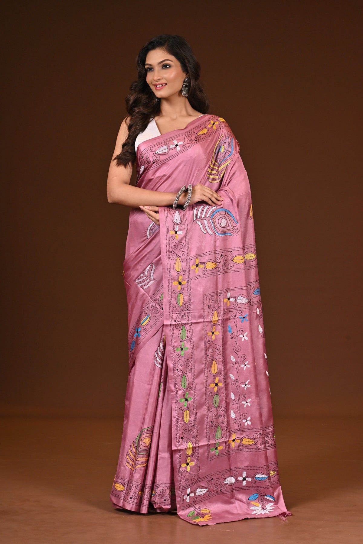 BLENDED SILK KANTHA SAREE