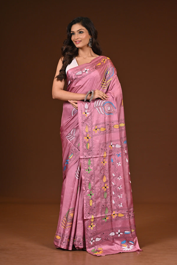 BLENDED SILK KANTHA SAREE