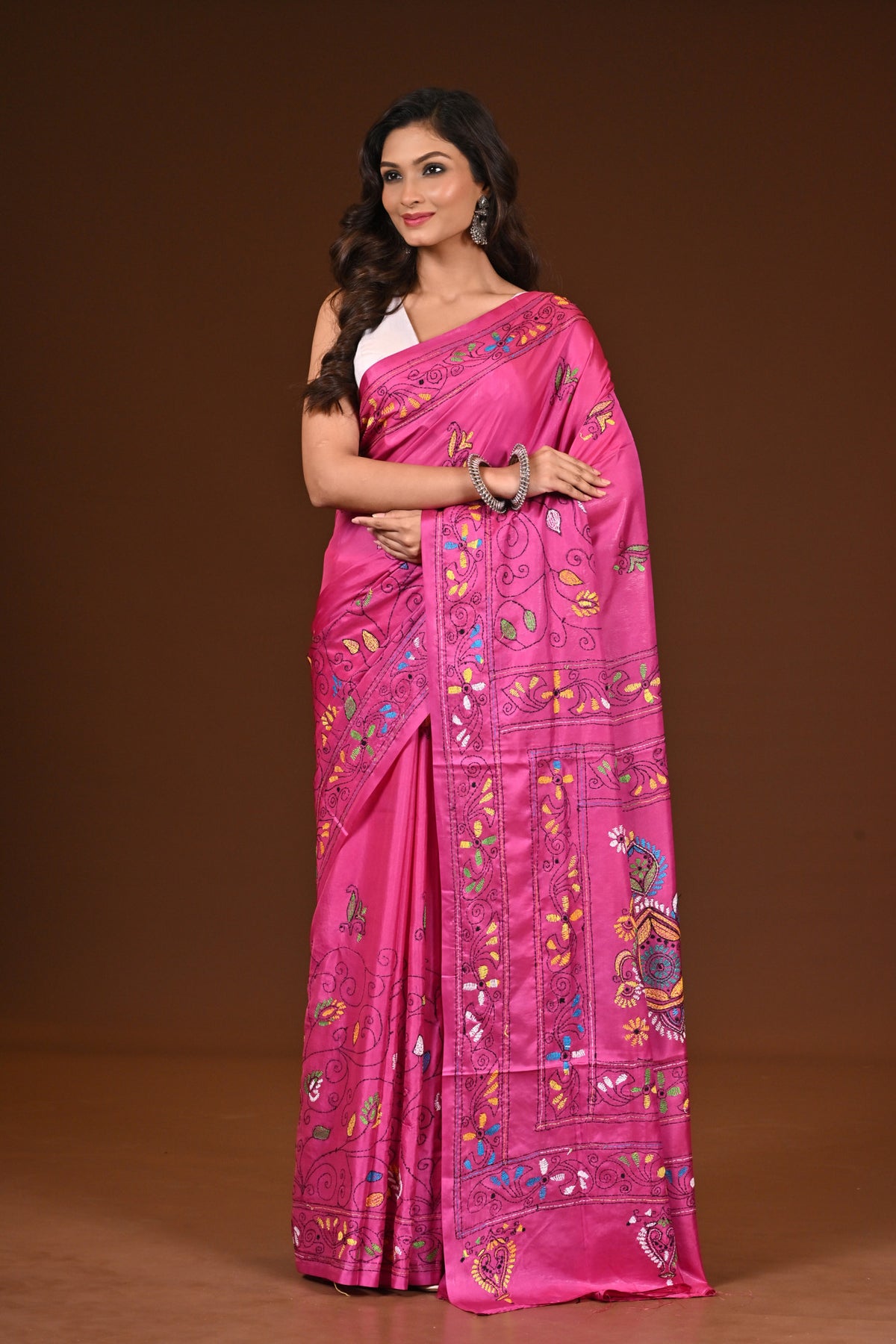 BLENDED SILK KANTHA SAREE
