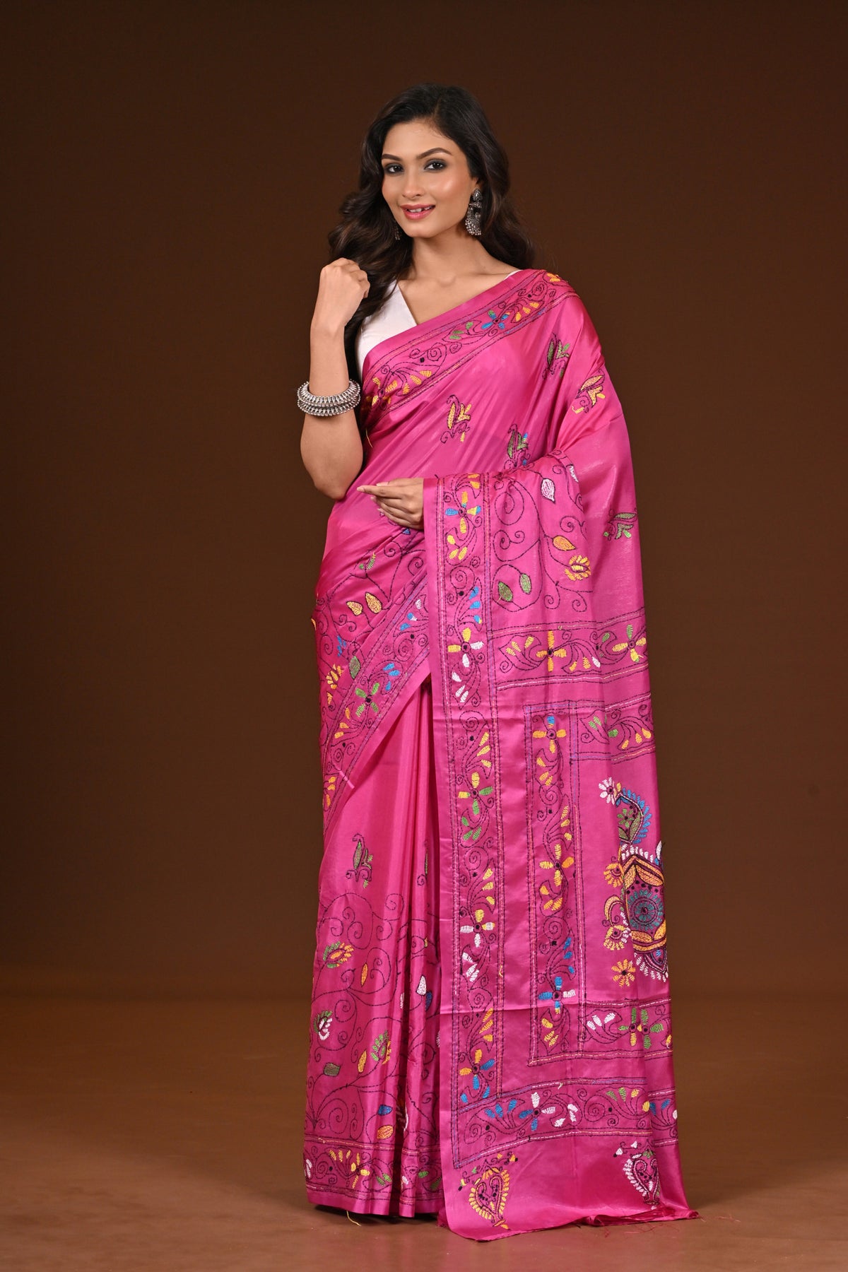 BLENDED SILK KANTHA SAREE