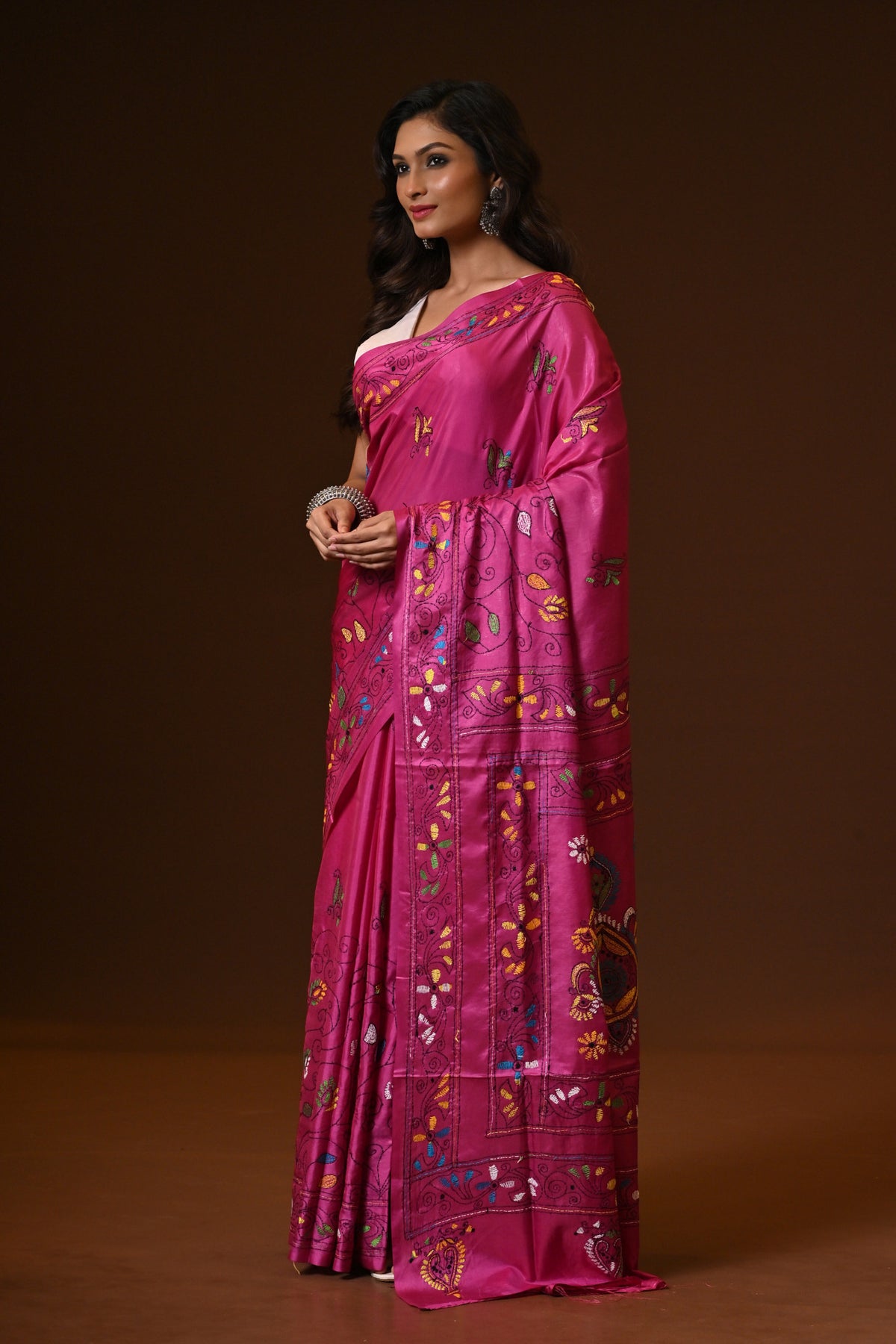 BLENDED SILK KANTHA SAREE