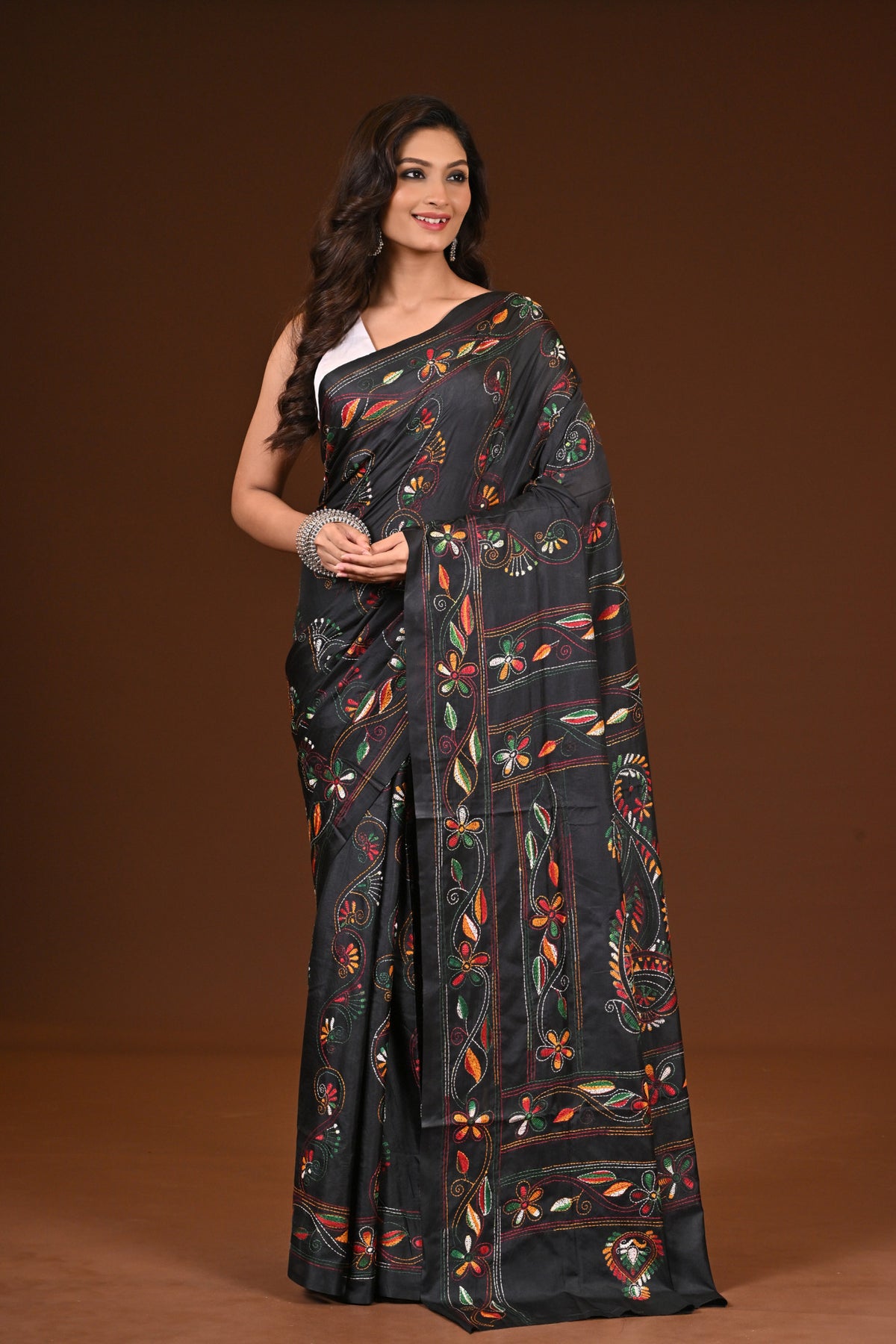 BLENDED SILK KANTHA SAREE