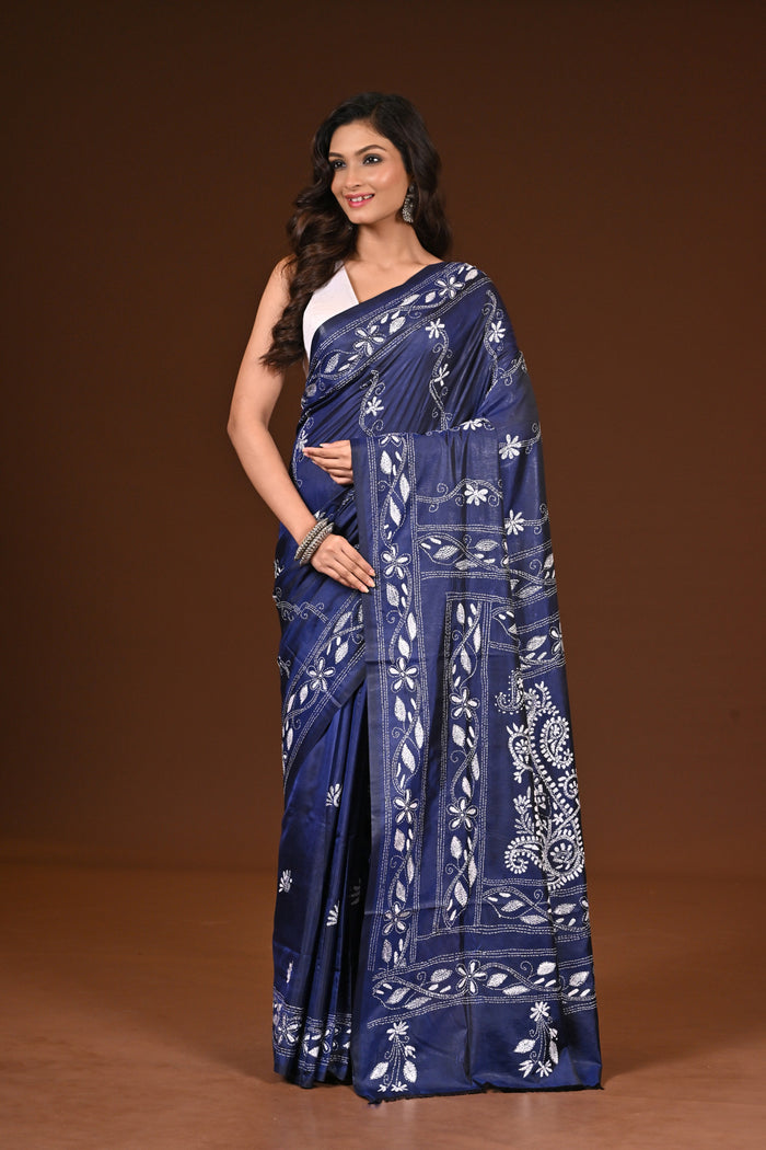 BLENDED SILK KANTHA SAREE