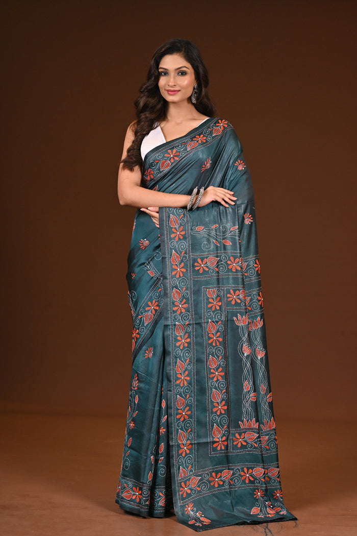 BLENDED SILK KANTHA SAREE