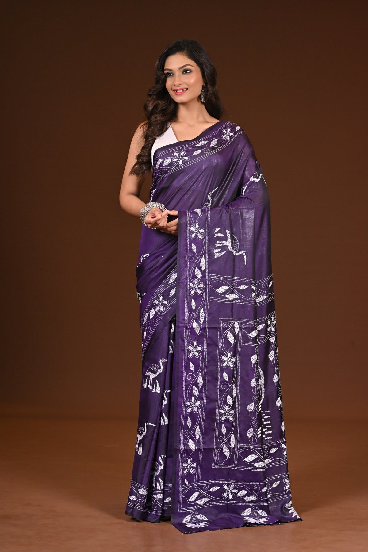 BLENDED SILK KANTHA SAREE