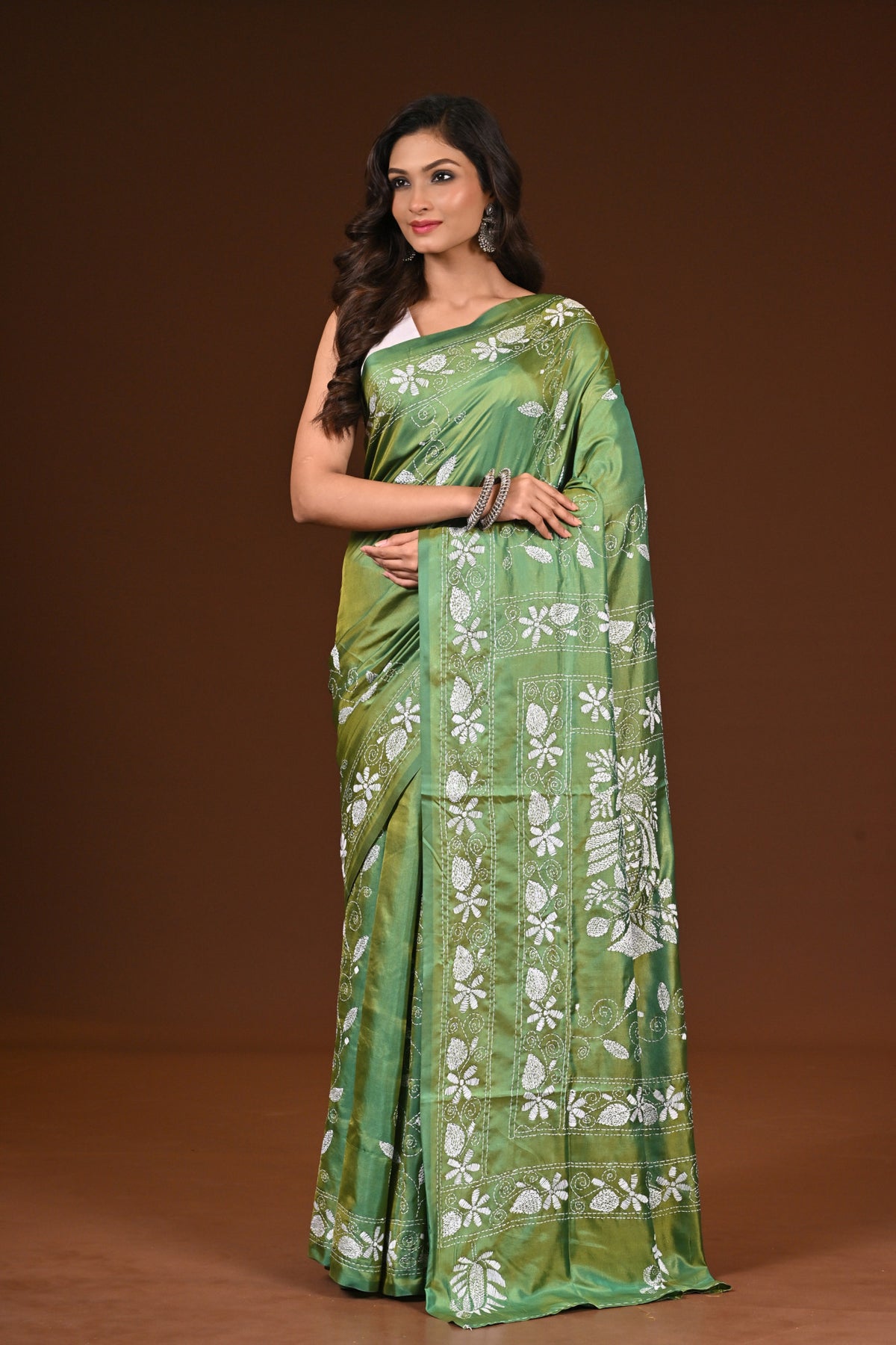 BLENDED SILK KANTHA SAREE