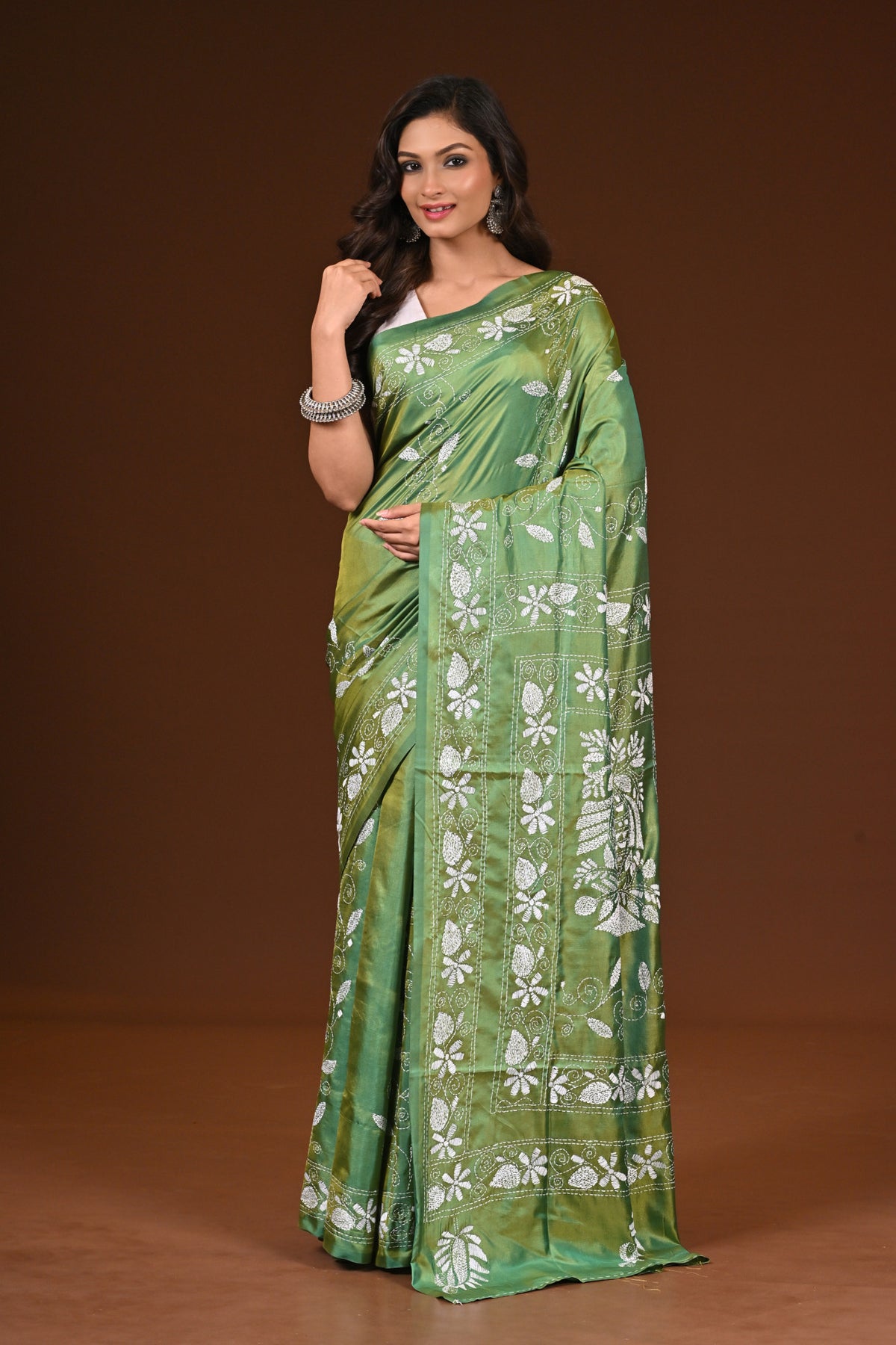 BLENDED SILK KANTHA SAREE