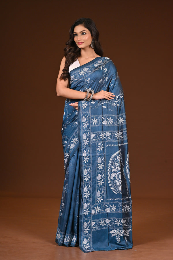 BLENDED SILK KANTHA SAREE
