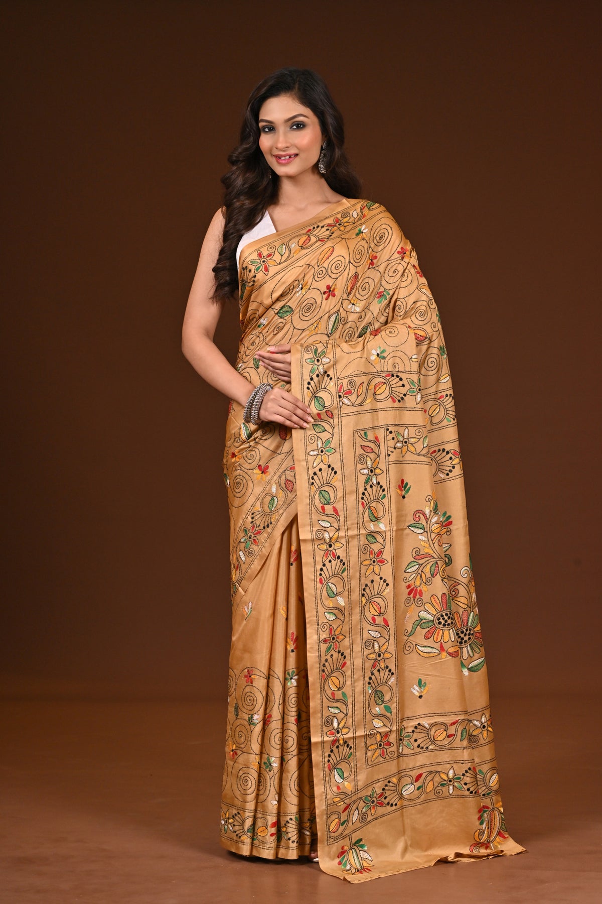 BLENDED SILK KANTHA SAREE