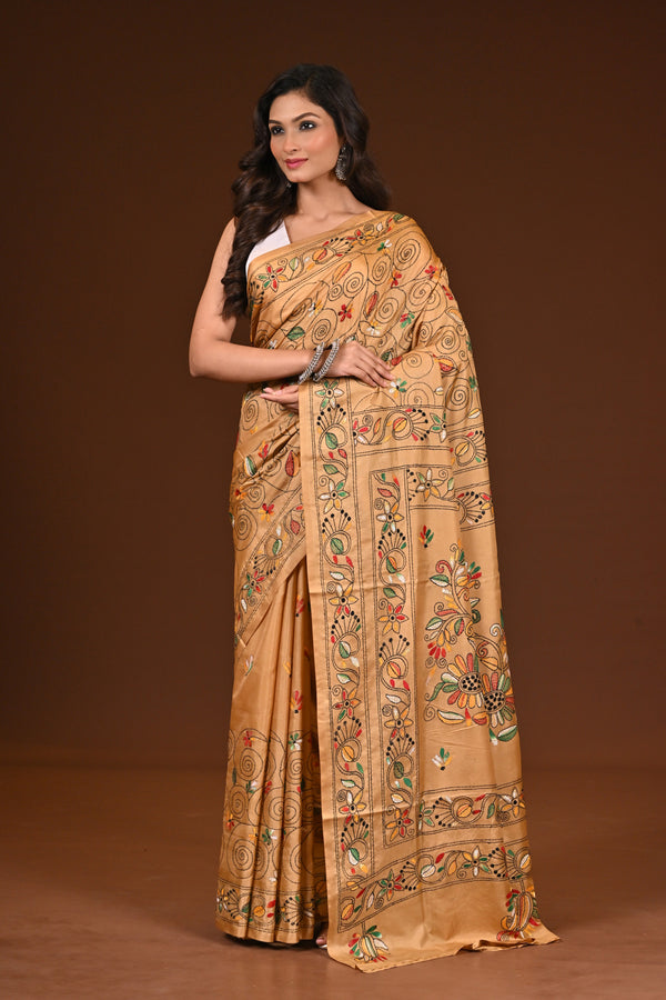 BLENDED SILK KANTHA SAREE