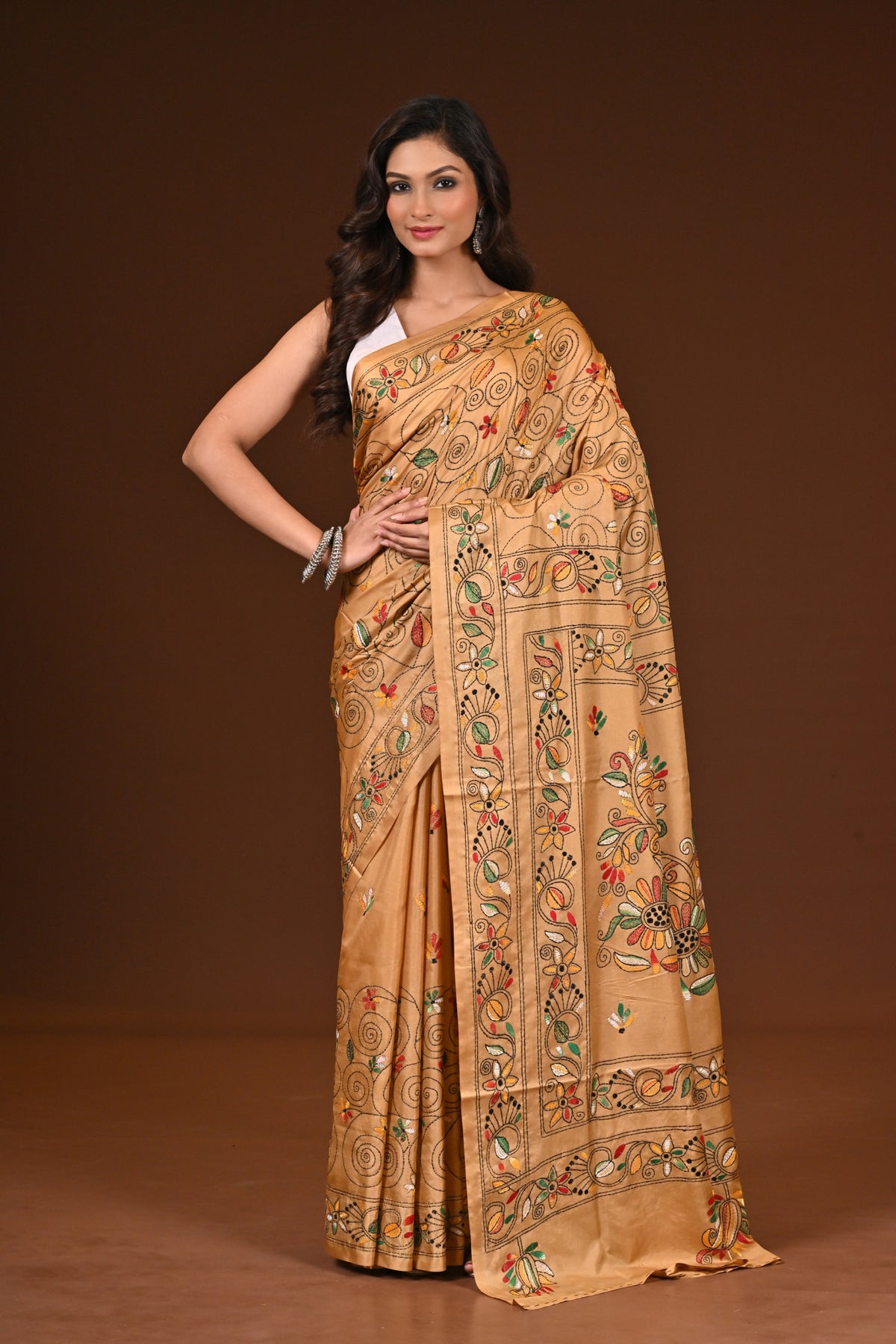 BLENDED SILK KANTHA SAREE