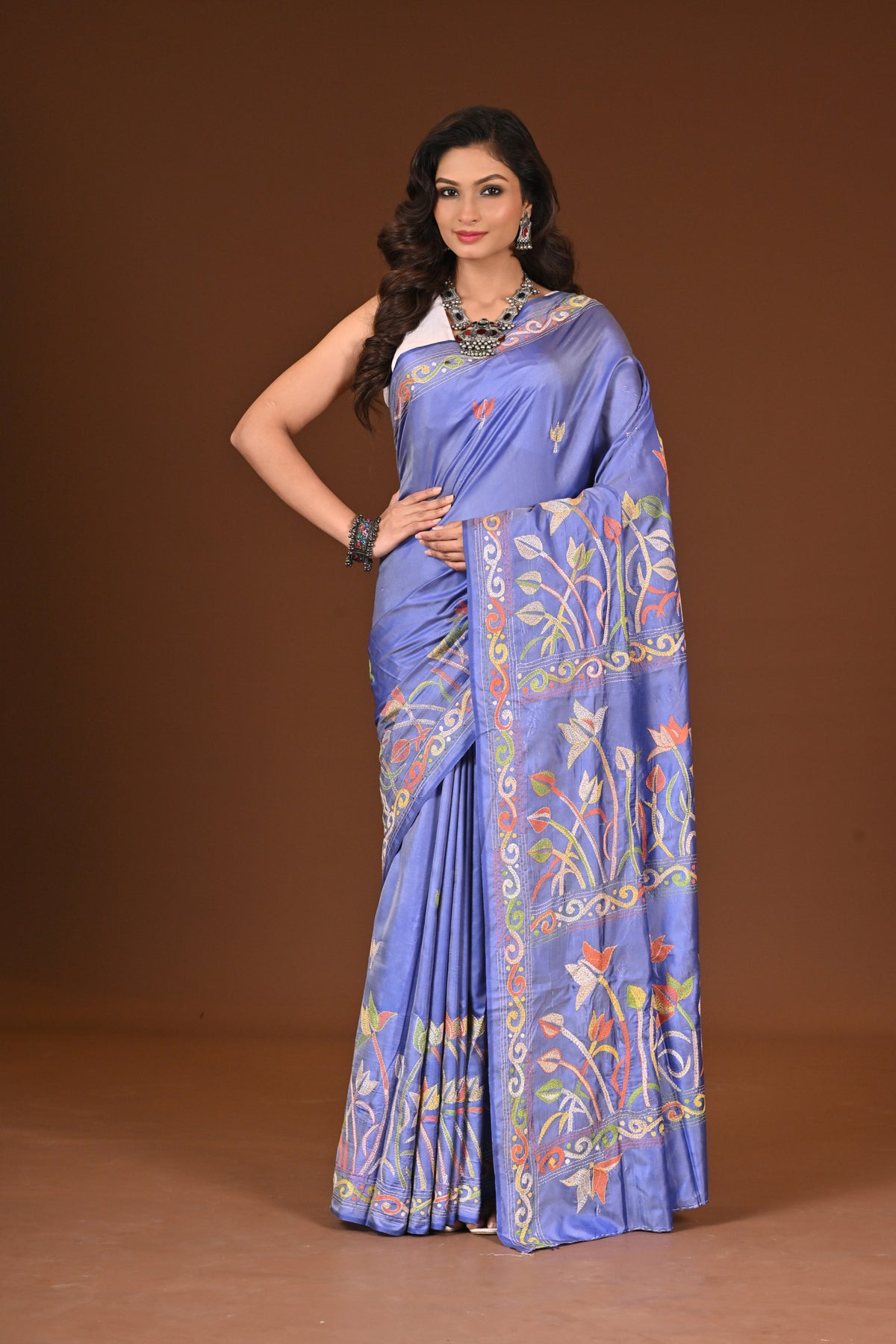 BLENDED SILK KANTHA SAREE