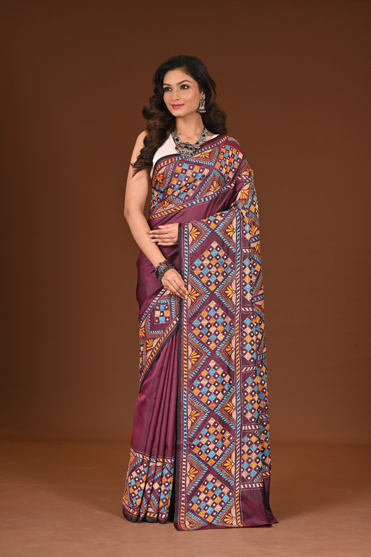 BLENDED SILK KANTHA SAREE