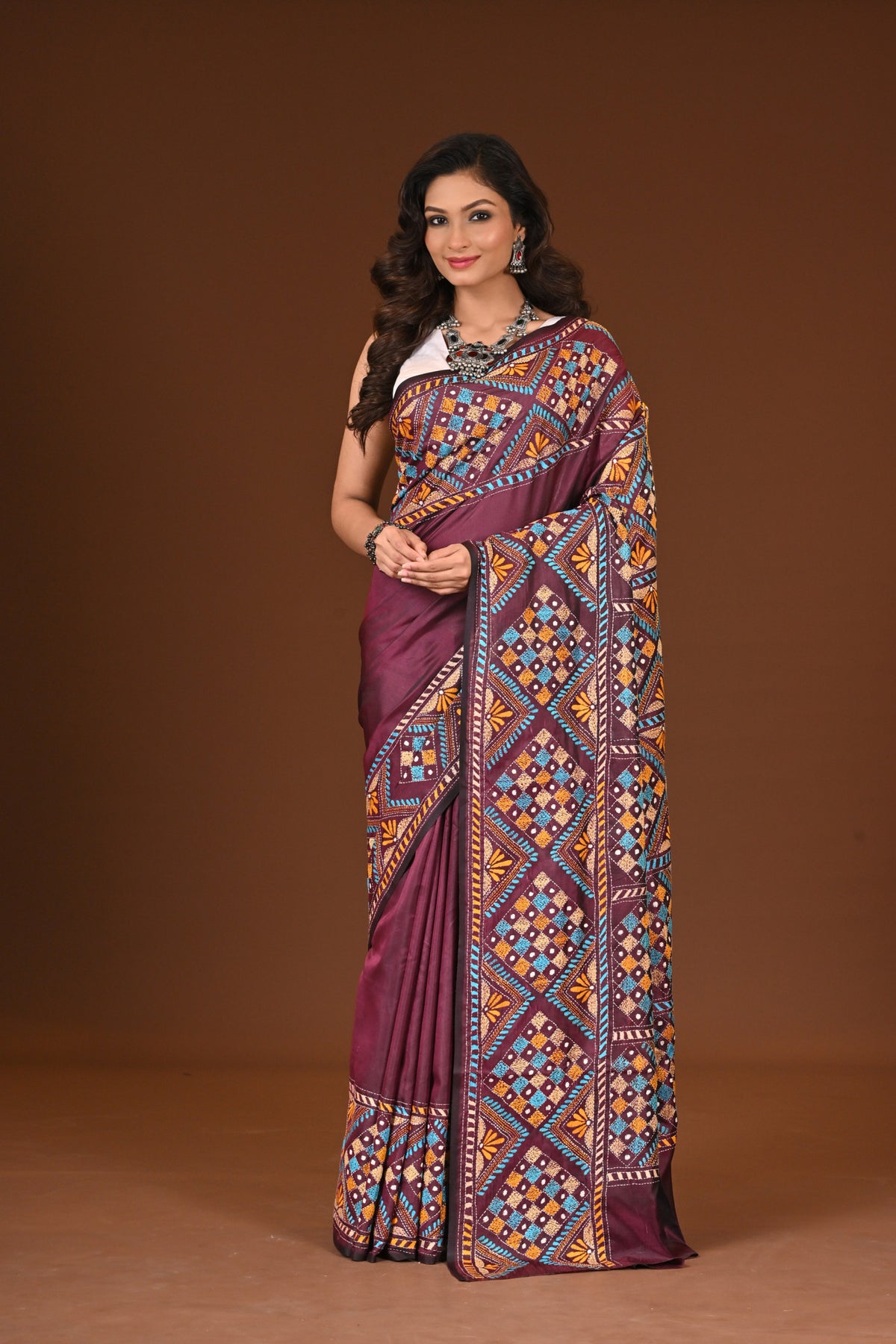 BLENDED SILK KANTHA SAREE