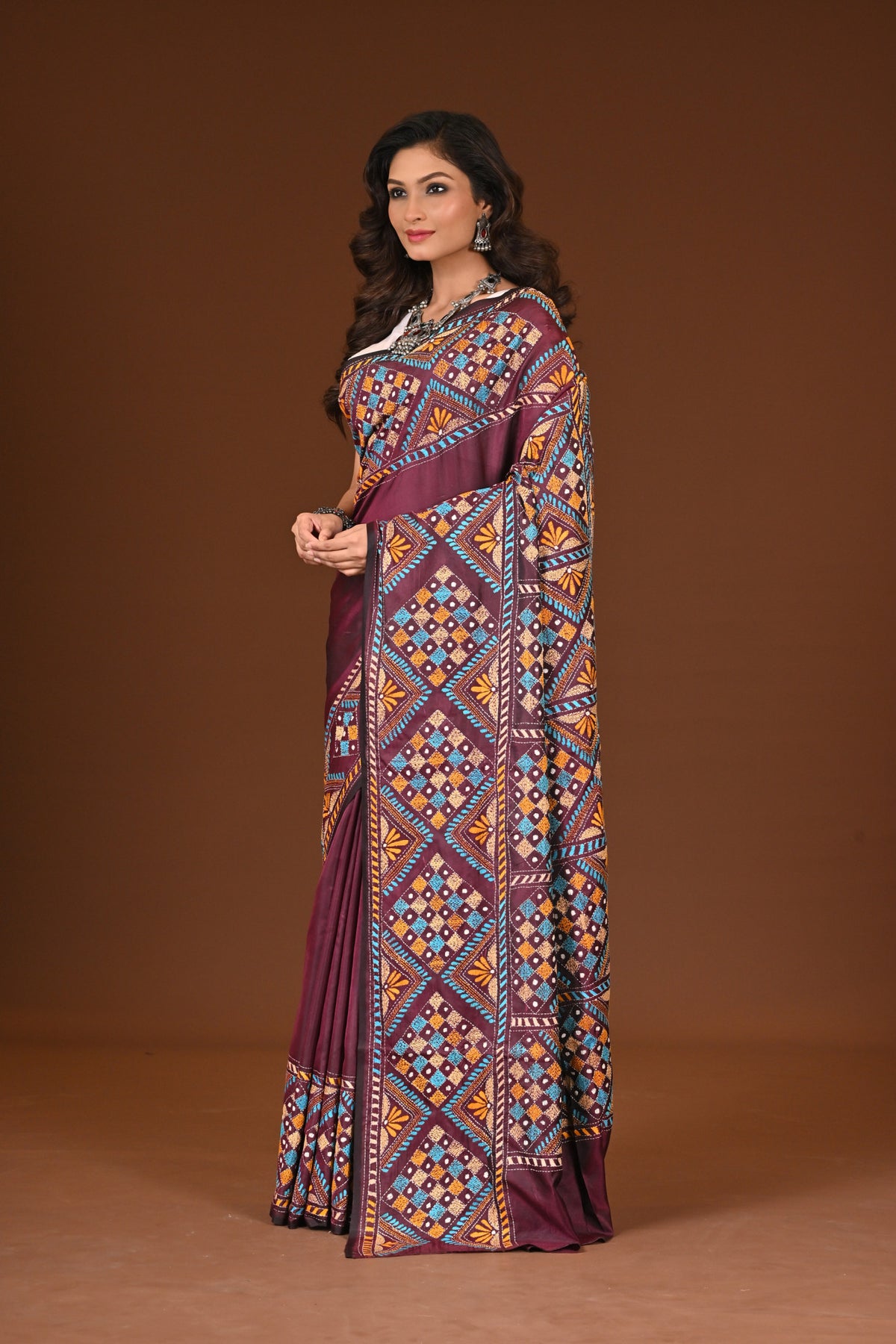 BLENDED SILK KANTHA SAREE