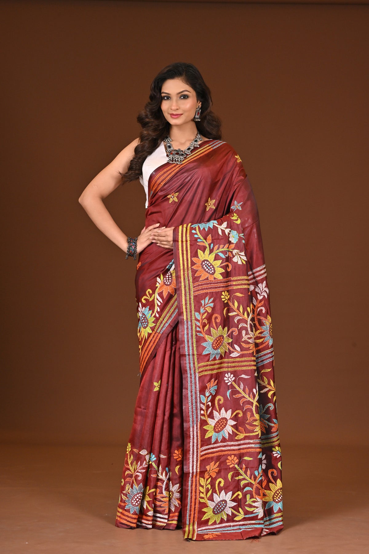 BLENDED SILK KANTHA SAREE