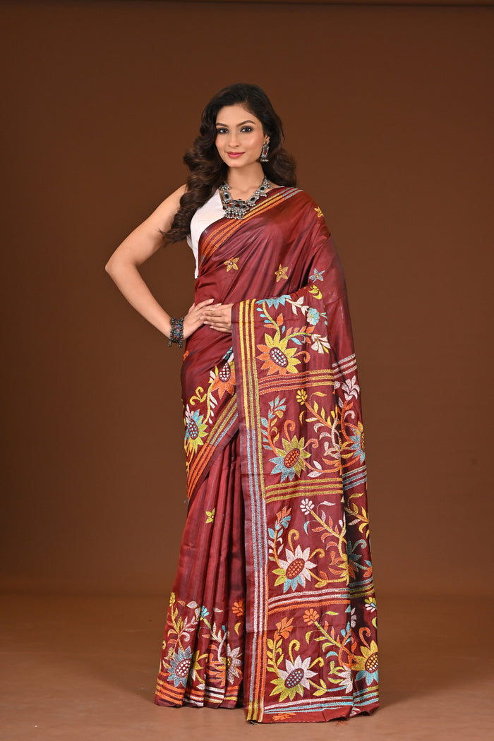BLENDED SILK KANTHA SAREE