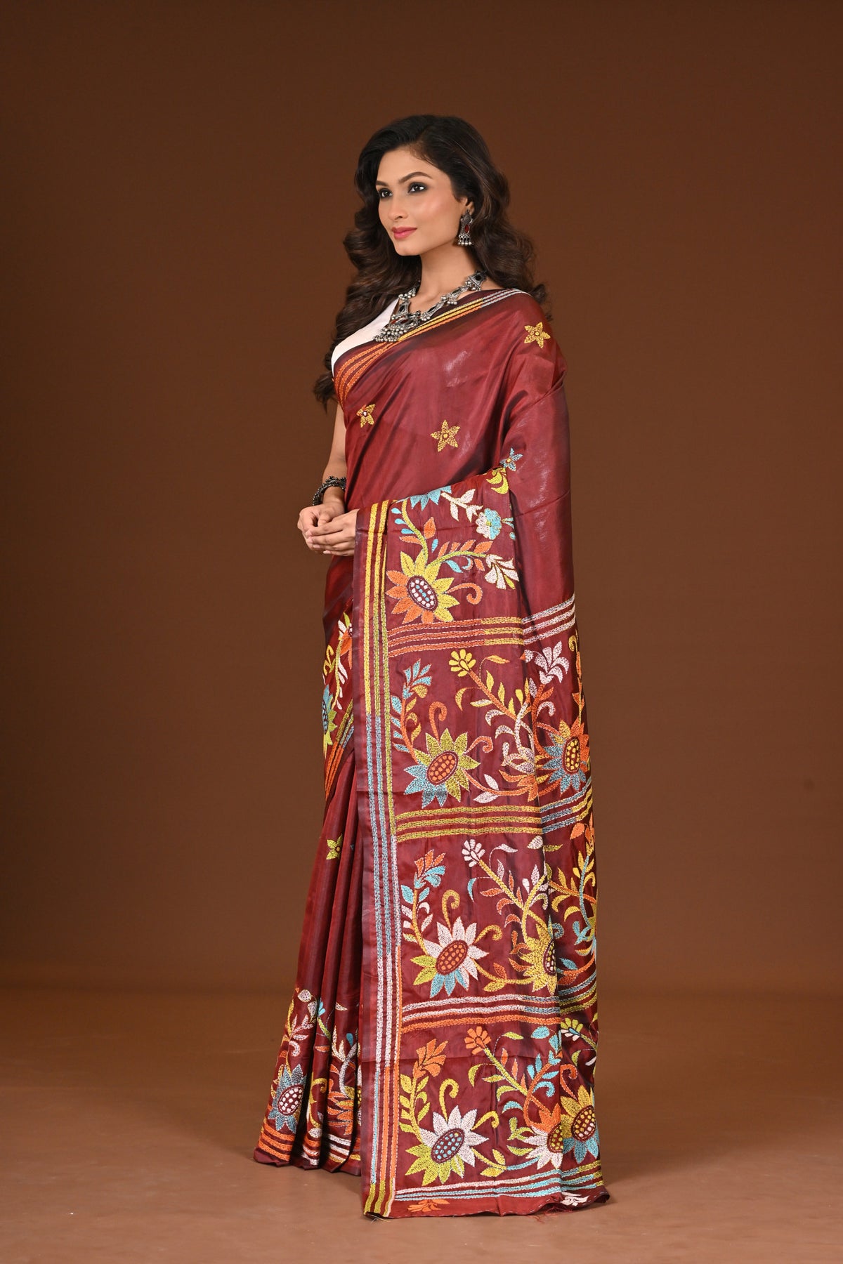 BLENDED SILK KANTHA SAREE