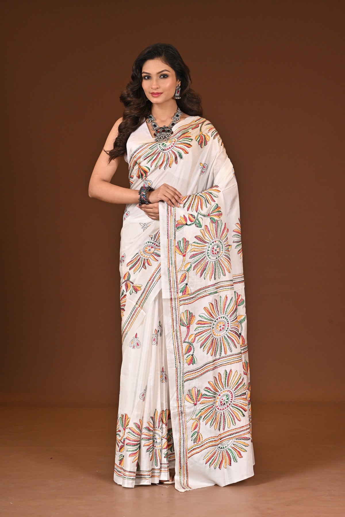 BLENDED SILK KANTHA SAREE