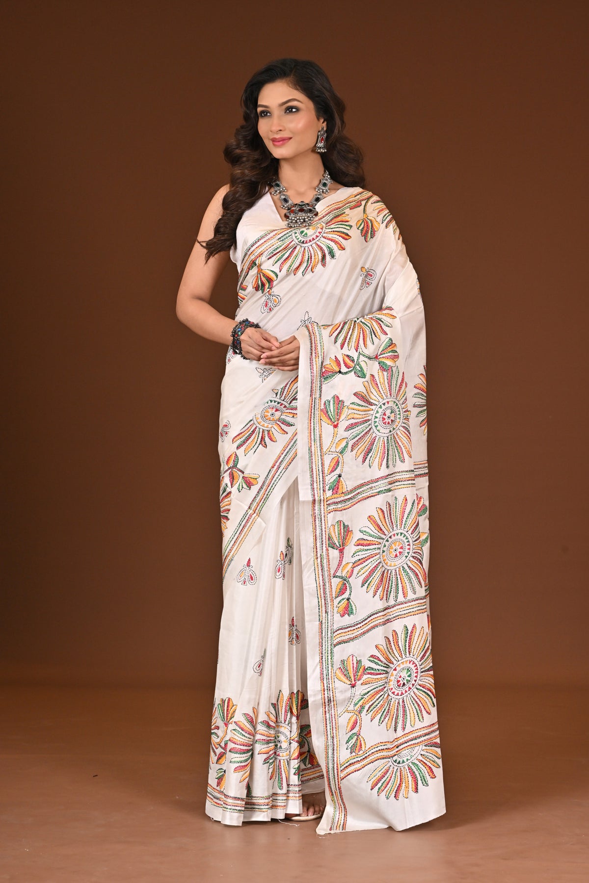 BLENDED SILK KANTHA SAREE